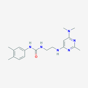 molecular formula C18H26N6O B4463697 N-(2-{[6-(dimethylamino)-2-methyl-4-pyrimidinyl]amino}ethyl)-N'-(3,4-dimethylphenyl)urea 