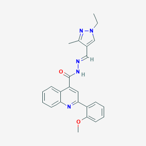 molecular formula C24H23N5O2 B446374 N'~4~-[(E)-1-(1-ETHYL-3-METHYL-1H-PYRAZOL-4-YL)METHYLIDENE]-2-(2-METHOXYPHENYL)-4-QUINOLINECARBOHYDRAZIDE 