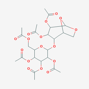 molecular formula C₂₄H₃₂O₁₆ B044639 [3,4,5-Triacetyloxy-6-[(3,4-diacetyloxy-6,8-dioxabicyclo[3.2.1]octan-2-yl)oxy]oxan-2-yl]methyl acetate CAS No. 28868-67-9