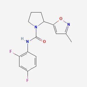 molecular formula C15H15F2N3O2 B4464005 N-(2,4-difluorophenyl)-2-(3-methyl-1,2-oxazol-5-yl)pyrrolidine-1-carboxamide 
