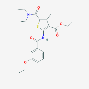 molecular formula C23H30N2O5S B446410 Ethyl 5-[(diethylamino)carbonyl]-4-methyl-2-[(3-propoxybenzoyl)amino]thiophene-3-carboxylate 