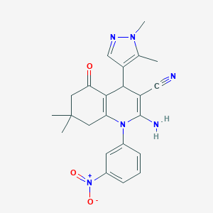 2-amino-4-(1,5-dimethyl-1H-pyrazol-4-yl)-1-{3-nitrophenyl}-7,7-dimethyl-5-oxo-1,4,5,6,7,8-hexahydroquinoline-3-carbonitrile