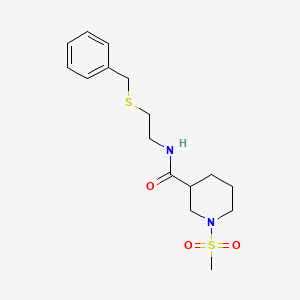 molecular formula C16H24N2O3S2 B4464309 N-[2-(BENZYLSULFANYL)ETHYL]-1-METHANESULFONYLPIPERIDINE-3-CARBOXAMIDE 