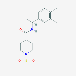 molecular formula C18H28N2O3S B4464387 N-[1-(3,4-DIMETHYLPHENYL)PROPYL]-1-METHANESULFONYLPIPERIDINE-4-CARBOXAMIDE 