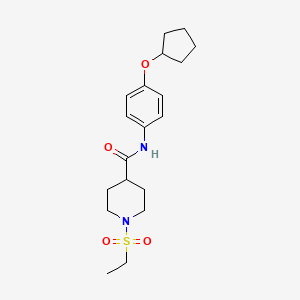 molecular formula C19H28N2O4S B4464427 N-[4-(CYCLOPENTYLOXY)PHENYL]-1-(ETHANESULFONYL)PIPERIDINE-4-CARBOXAMIDE 