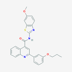 molecular formula C27H23N3O3S B446448 N-(6-methoxy-1,3-benzothiazol-2-yl)-2-(3-propoxyphenyl)quinoline-4-carboxamide 