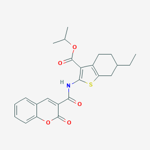 molecular formula C24H25NO5S B446449 isopropyl 6-ethyl-2-{[(2-oxo-2H-chromen-3-yl)carbonyl]amino}-4,5,6,7-tetrahydro-1-benzothiophene-3-carboxylate 