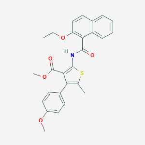 molecular formula C27H25NO5S B446451 Methyl 2-[(2-ethoxy-1-naphthoyl)amino]-4-(4-methoxyphenyl)-5-methylthiophene-3-carboxylate 