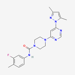 molecular formula C21H24FN7O B4464600 4-[6-(3,5-dimethyl-1H-pyrazol-1-yl)-4-pyrimidinyl]-N-(3-fluoro-4-methylphenyl)-1-piperazinecarboxamide 