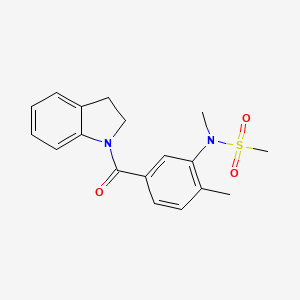 molecular formula C18H20N2O3S B4464787 N-[5-(2,3-DIHYDRO-1H-INDOLE-1-CARBONYL)-2-METHYLPHENYL]-N-METHYLMETHANESULFONAMIDE 