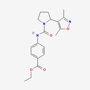 molecular formula C19H23N3O4 B4464812 Ethyl 4-{[2-(3,5-dimethyl-1,2-oxazol-4-YL)pyrrolidine-1-carbonyl]amino}benzoate 