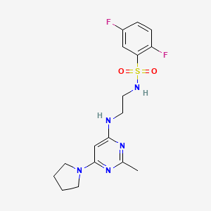 molecular formula C17H21F2N5O2S B4464880 2,5-difluoro-N-(2-{[2-methyl-6-(1-pyrrolidinyl)-4-pyrimidinyl]amino}ethyl)benzenesulfonamide 