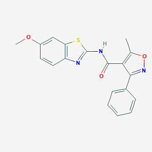 molecular formula C19H15N3O3S B446491 N-(6-methoxy-1,3-benzothiazol-2-yl)-5-methyl-3-phenyl-1,2-oxazole-4-carboxamide 