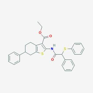 molecular formula C31H29NO3S2 B446496 Ethyl 6-phenyl-2-{[phenyl(phenylsulfanyl)acetyl]amino}-4,5,6,7-tetrahydro-1-benzothiophene-3-carboxylate 