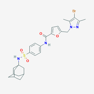 N-{4-[(1-adamantylamino)sulfonyl]phenyl}-5-[(4-bromo-3,5-dimethyl-1H-pyrazol-1-yl)methyl]-2-furamide
