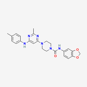 molecular formula C24H26N6O3 B4464995 N-1,3-benzodioxol-5-yl-4-{2-methyl-6-[(4-methylphenyl)amino]-4-pyrimidinyl}-1-piperazinecarboxamide 