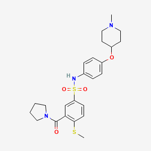 molecular formula C24H31N3O4S2 B4465003 N-{4-[(1-methyl-4-piperidinyl)oxy]phenyl}-4-(methylthio)-3-(1-pyrrolidinylcarbonyl)benzenesulfonamide 