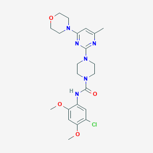 molecular formula C22H29ClN6O4 B4465028 N-(5-chloro-2,4-dimethoxyphenyl)-4-[4-methyl-6-(4-morpholinyl)-2-pyrimidinyl]-1-piperazinecarboxamide 
