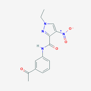 molecular formula C14H14N4O4 B446504 N-(3-acetylphenyl)-1-ethyl-4-nitro-1H-pyrazole-3-carboxamide 