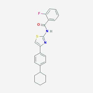 molecular formula C22H21FN2OS B446506 N-[4-(4-cyclohexylphenyl)-1,3-thiazol-2-yl]-2-fluorobenzamide 