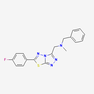 molecular formula C18H16FN5S B4465075 N-benzyl-1-[6-(4-fluorophenyl)[1,2,4]triazolo[3,4-b][1,3,4]thiadiazol-3-yl]-N-methylmethanamine 