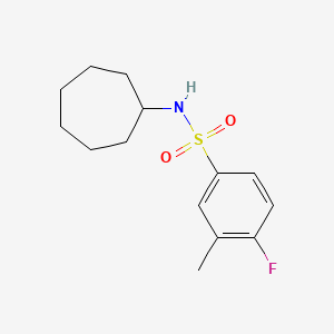 molecular formula C14H20FNO2S B4465083 Cycloheptyl[(4-fluoro-3-methylphenyl)sulfonyl]amine 