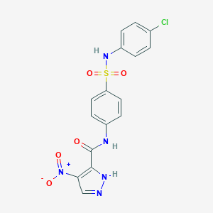 molecular formula C16H12ClN5O5S B446512 N-{4-[(4-chloroanilino)sulfonyl]phenyl}-4-nitro-1H-pyrazole-3-carboxamide 