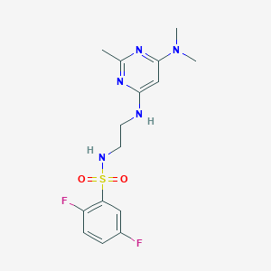 molecular formula C15H19F2N5O2S B4465133 N-(2-{[6-(dimethylamino)-2-methyl-4-pyrimidinyl]amino}ethyl)-2,5-difluorobenzenesulfonamide 