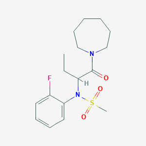 molecular formula C17H25FN2O3S B4465222 N-[1-(azepan-1-yl)-1-oxobutan-2-yl]-N-(2-fluorophenyl)methanesulfonamide 