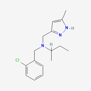 molecular formula C16H22ClN3 B4465230 N-(2-chlorobenzyl)-N-[(3-methyl-1H-pyrazol-5-yl)methyl]butan-2-amine 