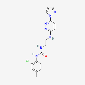 molecular formula C17H18ClN7O B4465234 N-(2-chloro-4-methylphenyl)-N'-(2-{[6-(1H-pyrazol-1-yl)-3-pyridazinyl]amino}ethyl)urea 