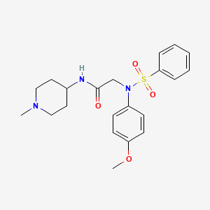 molecular formula C21H27N3O4S B4465255 N~2~-(4-methoxyphenyl)-N~1~-(1-methyl-4-piperidinyl)-N~2~-(phenylsulfonyl)glycinamide 
