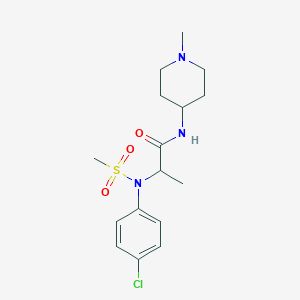 molecular formula C16H24ClN3O3S B4465346 N~2~-(4-chlorophenyl)-N~1~-(1-methyl-4-piperidinyl)-N~2~-(methylsulfonyl)alaninamide 