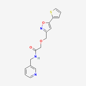 molecular formula C16H15N3O3S B4465352 N-(3-pyridinylmethyl)-2-{[5-(2-thienyl)-3-isoxazolyl]methoxy}acetamide 