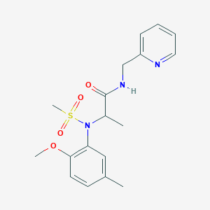 molecular formula C18H23N3O4S B4465361 N~2~-(2-methoxy-5-methylphenyl)-N~2~-(methylsulfonyl)-N~1~-(2-pyridinylmethyl)alaninamide 