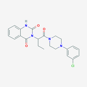 molecular formula C22H23ClN4O3 B4465366 3-{1-[4-(3-CHLOROPHENYL)PIPERAZIN-1-YL]-1-OXOBUTAN-2-YL}-1,2,3,4-TETRAHYDROQUINAZOLINE-2,4-DIONE 
