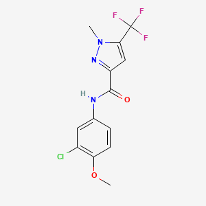 molecular formula C13H11ClF3N3O2 B4465378 N-(3-chloro-4-methoxyphenyl)-1-methyl-5-(trifluoromethyl)-1H-pyrazole-3-carboxamide 
