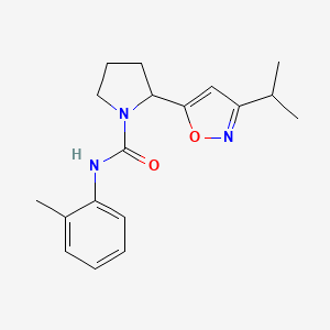 molecular formula C18H23N3O2 B4465386 N-(2-Methylphenyl)-2-[3-(propan-2-YL)-1,2-oxazol-5-YL]pyrrolidine-1-carboxamide 