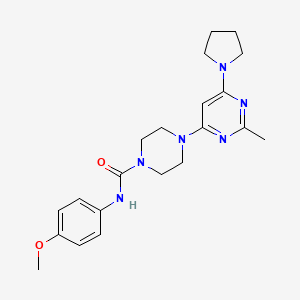 molecular formula C21H28N6O2 B4465497 N-(4-Methoxyphenyl)-4-[2-methyl-6-(pyrrolidin-1-YL)pyrimidin-4-YL]piperazine-1-carboxamide 