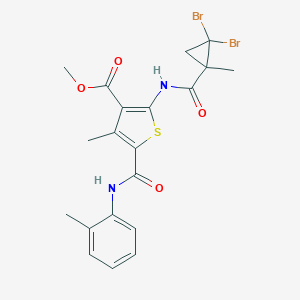 molecular formula C20H20Br2N2O4S B446551 Methyl 2-{[(2,2-dibromo-1-methylcyclopropyl)carbonyl]amino}-4-methyl-5-(2-toluidinocarbonyl)-3-thiophenecarboxylate 