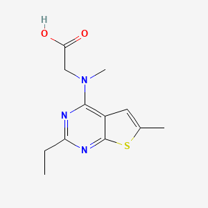 molecular formula C12H15N3O2S B4465525 N-(2-ethyl-6-methylthieno[2,3-d]pyrimidin-4-yl)-N-methylglycine 