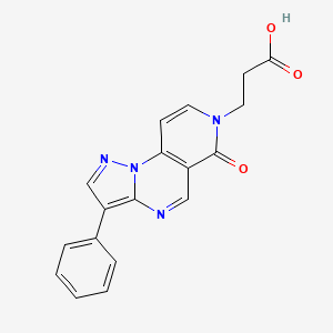 molecular formula C18H14N4O3 B4465595 3-(6-oxo-3-phenylpyrazolo[1,5-a]pyrido[3,4-e]pyrimidin-7(6H)-yl)propanoic acid 