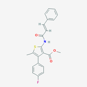 molecular formula C22H18FNO3S B446561 Methyl 2-(cinnamoylamino)-4-(4-fluorophenyl)-5-methylthiophene-3-carboxylate 