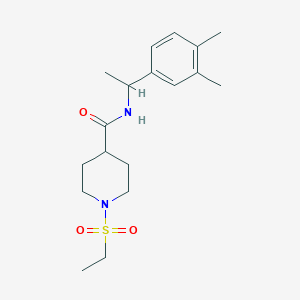 molecular formula C18H28N2O3S B4465617 N-[1-(3,4-DIMETHYLPHENYL)ETHYL]-1-(ETHANESULFONYL)PIPERIDINE-4-CARBOXAMIDE 