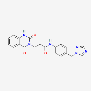 molecular formula C20H18N6O3 B4465660 3-(2-hydroxy-4-oxoquinazolin-3(4H)-yl)-N-[4-(1H-1,2,4-triazol-1-ylmethyl)phenyl]propanamide 