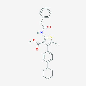 molecular formula C27H29NO3S B446568 Methyl 4-(4-cyclohexylphenyl)-5-methyl-2-[(phenylacetyl)amino]thiophene-3-carboxylate 