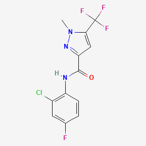 molecular formula C12H8ClF4N3O B4465698 N-(2-chloro-4-fluorophenyl)-1-methyl-5-(trifluoromethyl)-1H-pyrazole-3-carboxamide 