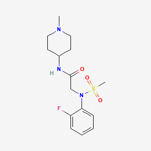 molecular formula C15H22FN3O3S B4465716 N~2~-(2-fluorophenyl)-N~1~-(1-methyl-4-piperidinyl)-N~2~-(methylsulfonyl)glycinamide 