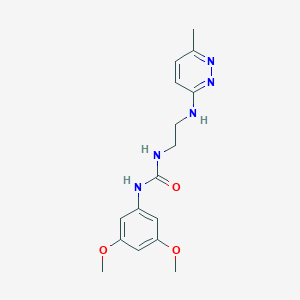 molecular formula C16H21N5O3 B4465742 N-(3,5-dimethoxyphenyl)-N'-{2-[(6-methyl-3-pyridazinyl)amino]ethyl}urea 
