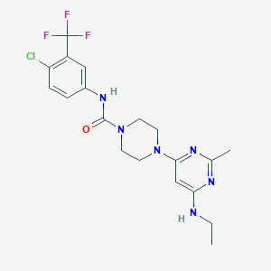 molecular formula C19H22ClF3N6O B4465853 N-[4-chloro-3-(trifluoromethyl)phenyl]-4-[6-(ethylamino)-2-methyl-4-pyrimidinyl]-1-piperazinecarboxamide 
